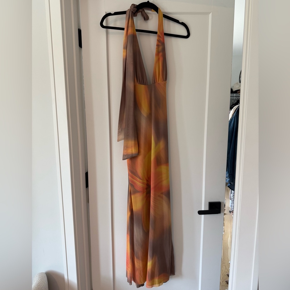 ZARA PRINTED TULLE MIDI HALTER
DRESS